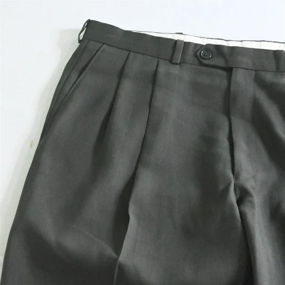 Vtg Alfani 40S 34x28 Olive Green 100% Wool Mens Jacket Pants Suit